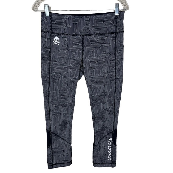 Lululemon x Soulcycle Black White Geometic Print Pace Rivival Crop Leggings Sz 8 - Picture 1 of 8